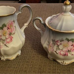 Imperial Creamer & Sugar bowl With lid, Floral Print